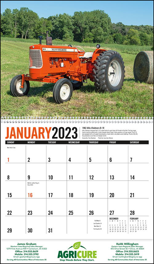 Antique Tractors Spiral Bound Wall Calendar for 2023
